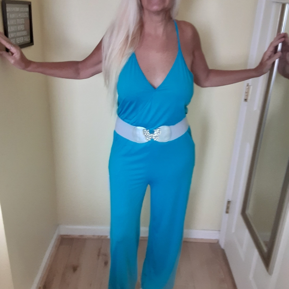 Beautiful blue turquoise one-piece jumpsuit ...